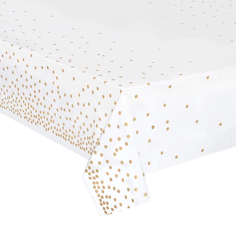 hapray 4 Pack Plastic Tablecloths for Rectangle Tables, Waterproof Disposable Party Table Cloths with Gold Dot, Rectangular Table Covers for Decorations, Baby Shower, Birthday, Wedding, New Year - Image 1